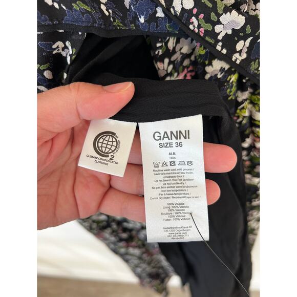 GANNI Floral Georgette Wrap Dress size 36 US 4 NWT - Picture 6 of 12